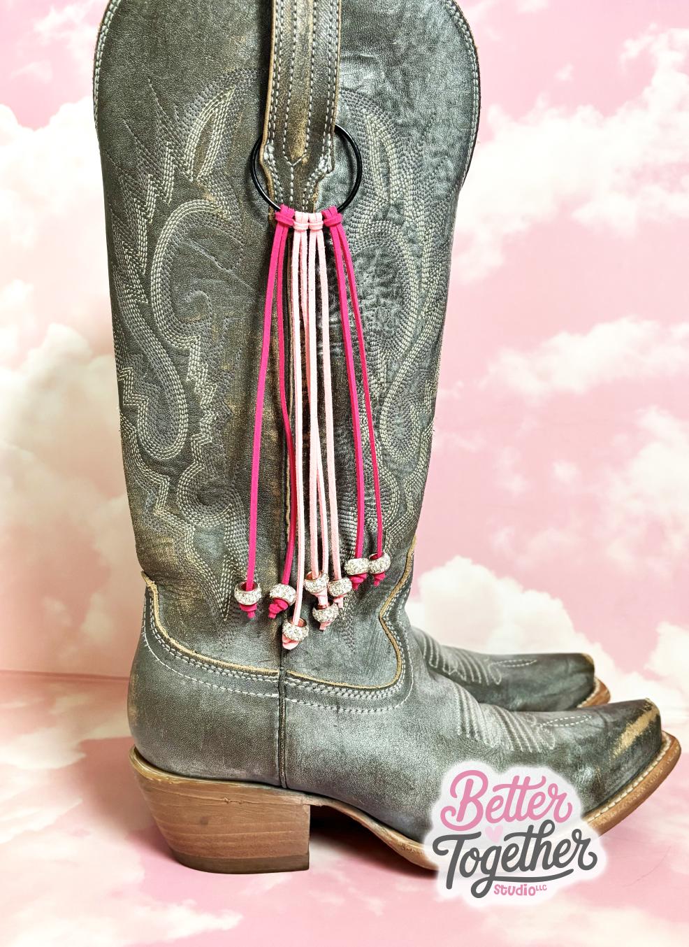 Boot Rivbons For Megan Megan Moroney Tour Inspired Boot Bows | Pink Suede Fringe Boot Bows ...