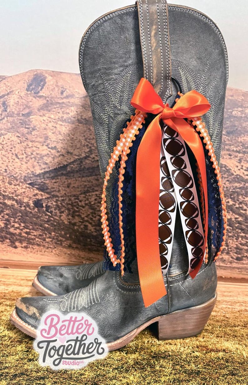 Boot Bows Display TRENDING College Inspired Boot Bows | Gameday Boot Bows | Orange & Navy ...