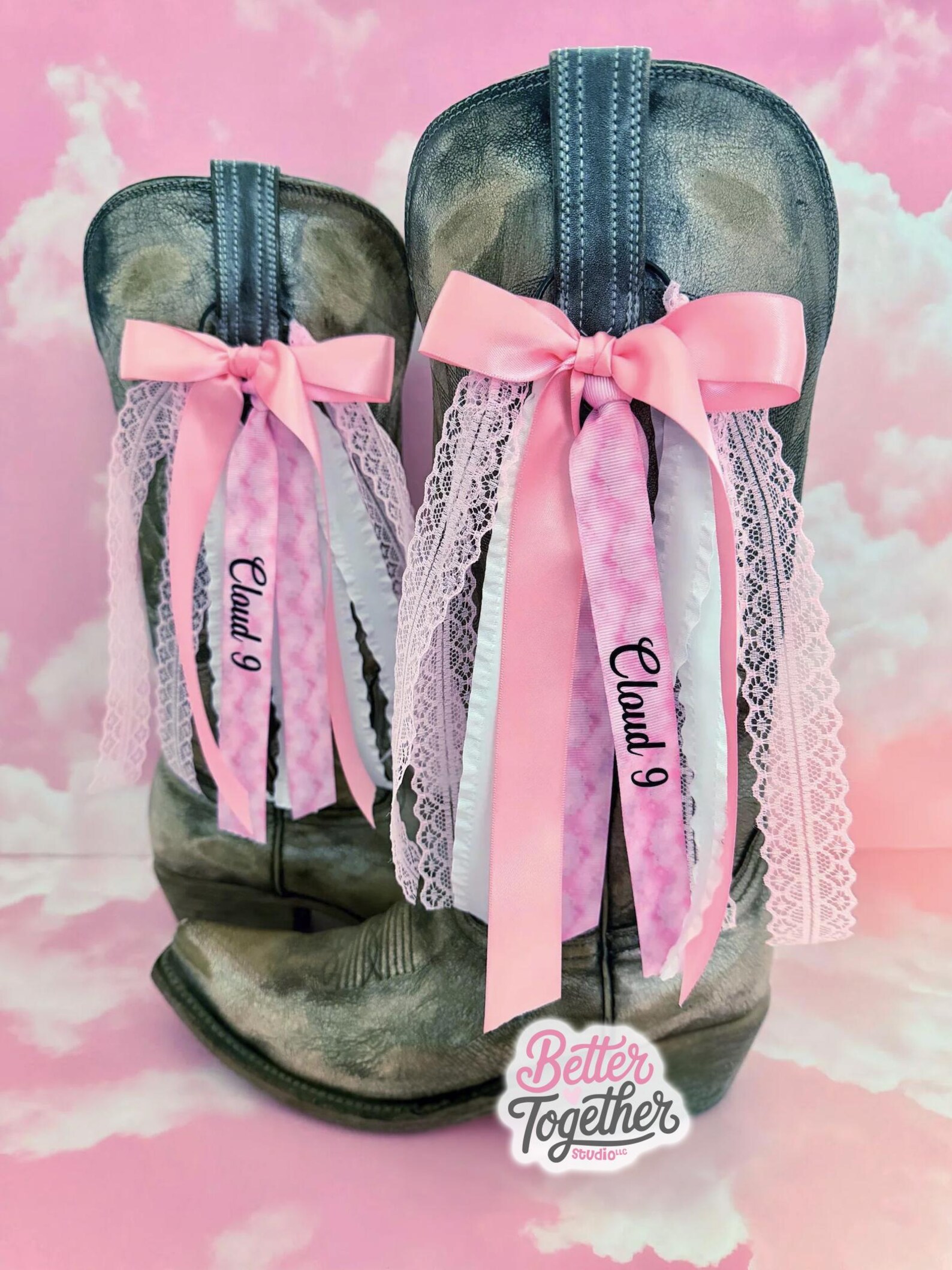 Boot Rivbons For Megan Megan Country Concert Boot Bows | Pink and White Boot Bows | Country ...