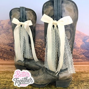 Ivory Country Concert Boot Bows | Cream Boot Bows | Country Concert Boot Accessory | Boot Bows | Lacey Boot Bows | Ivory Lace Boot Bows