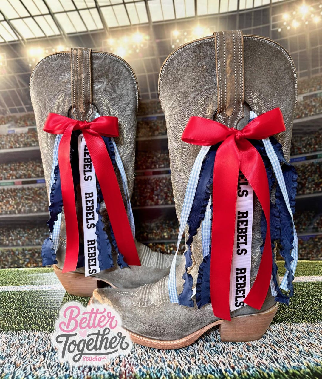 Boot Bows Display TRENDING College Inspired Boot Bows | Gameday Boot Bows | Red & Navy ...