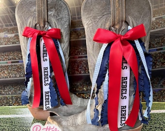 TRENDING College Inspired Boot Bows | GameDay Boot Bows | Red & Navy Blue Boot Bows I Boot Bows I Graduation Gift | Game Day Boots