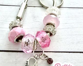 Breast Cancer Awareness Carabiner | Pink Ribbon Bag Charm | Survivor Gift | Breast Cancer Support Gift | Backpack Purse Accessory