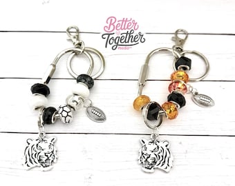 Football Tigers Carabiner Bag Charm | Tiger Team Spirit Gift | Football Mom Gift | Backpack Purse Tote Charm | Custom Team Colors