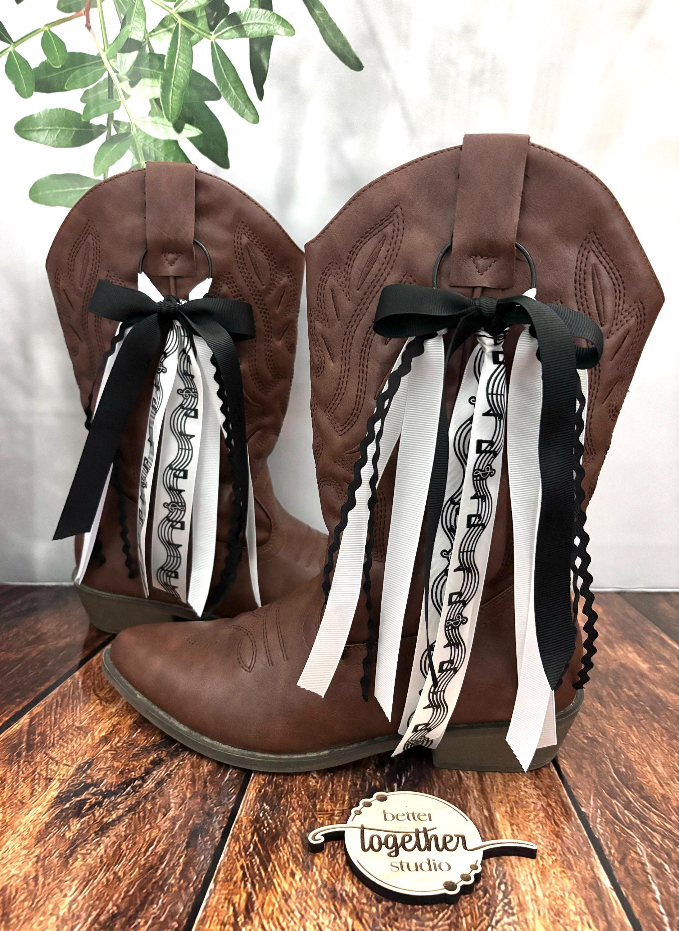 Country Music Concert Boot Bows Music Boot Bows Bows for Boots Pair Game Day Boots Boot Ribbons RARE Find Gift for Her Etsy