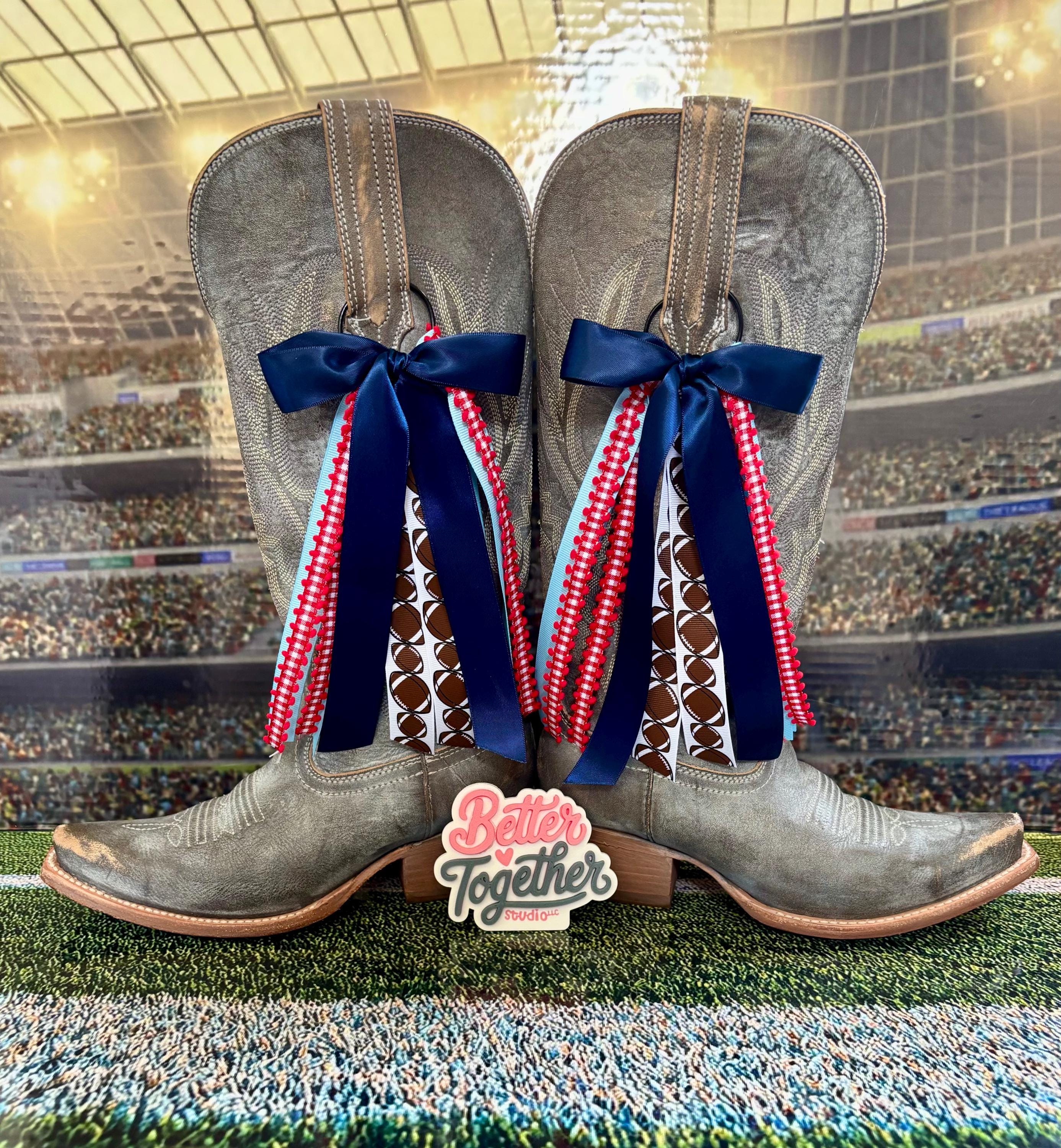Boot Bows Display TRENDING College Inspired Boot Bows | Gameday Boot Bows | Red, Navy ...