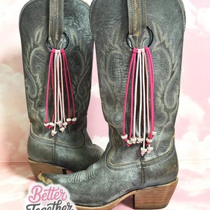 Megan Moroney Tour Inspired Boot Bows | Pink Suede Fringe Boot Bows| Country Concert Boot Accessory | Pink Bling Concert Boots