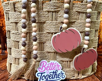 Fall Wooden Bead Tiered Tray Garland | Home Decor | Beaded Garland with a Pumpkin | Fall Beaded Garland | Fall Tray Decor | Pumpkin Garland
