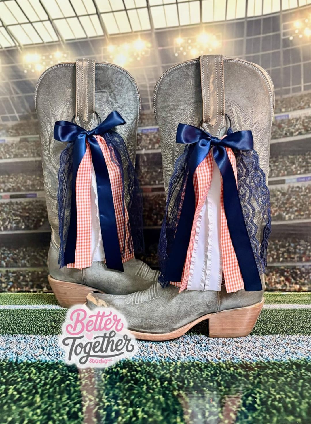Boot Bows Display College Inspired Boot Bows | Ribbons for Boots | Gameday Boot Bows ...