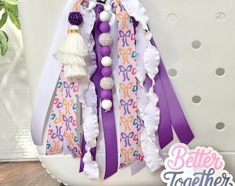 Colorful Bow Bag Charm | Personalized Bogg Bag Accessory | Coquette Bag Charm | Ribbon Tassel | Purse Charm | Backpack Accessory | Preppy