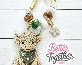 Highland Cow Carabiner Bag Charm | Cow Lover Gift | Western Bag Accessory | Backpack Purse Tote Charm | Farmhouse Country Gift