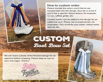 Custom Country Concert Boot Bows I Custom Boot Bows I Bows for Boots I GameDay Boot Bows I Country Music Boot Bows I Custom Design for you!
