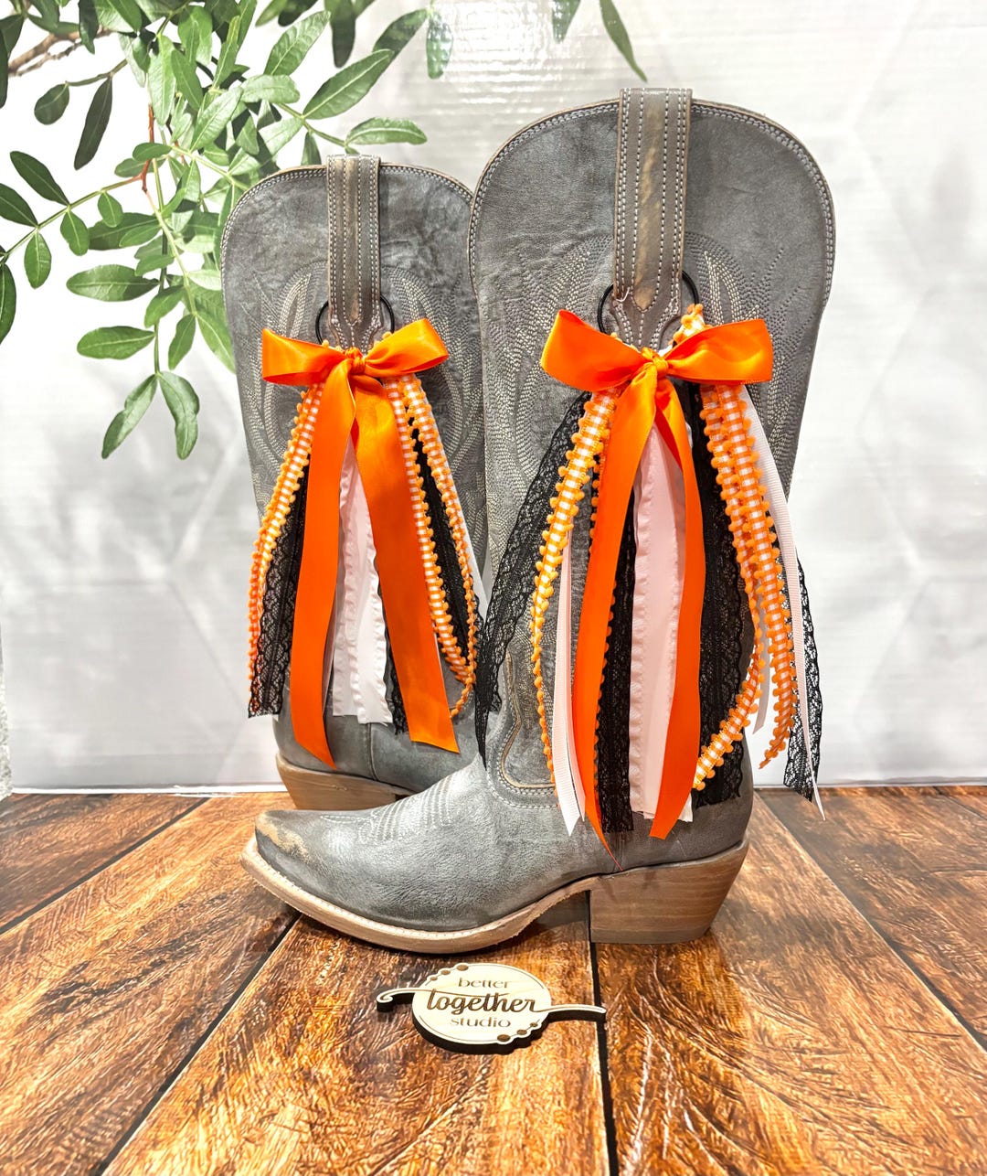Boot Bows Display TRENDING Boot Bows | Orange Black and White Boot Bows | Cowboys ...