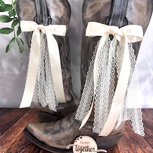 Ivory Country Concert Boot Bows | Cream Boot Bows | Country Concert Boot Accessory | Boot Bows | Lacey Boot Bows | Ivory Lace Boot Bows