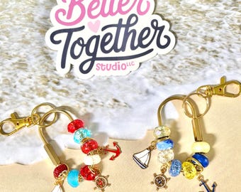 Boat Keychain | Gold Carabiner Charm | Sailboat Charm | Nautical Keychain | Personalized Bag Charm | Bogg Bag Accessory | Boating Gift