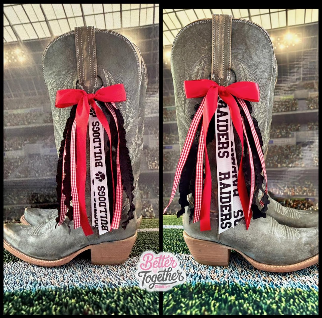 Boot Bows Display TRENDING College Inspired Boot Bows, Game Day Boot Bows, Red Black ...