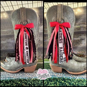 TRENDING College Inspired Boot Bows, Game Day Boot Bows, Red Black & White Boot Bows, Texas Bows, Georgia Boot Bows