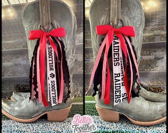 TRENDING College Inspired Boot Bows, Game Day Boot Bows, Red Black & White Boot Bows, Texas Bows, Georgia Boot Bows