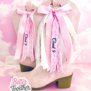 Boot Rivbons For Megan Megan Country Concert Boot Bows | Pink and White Boot Bows | Country ...