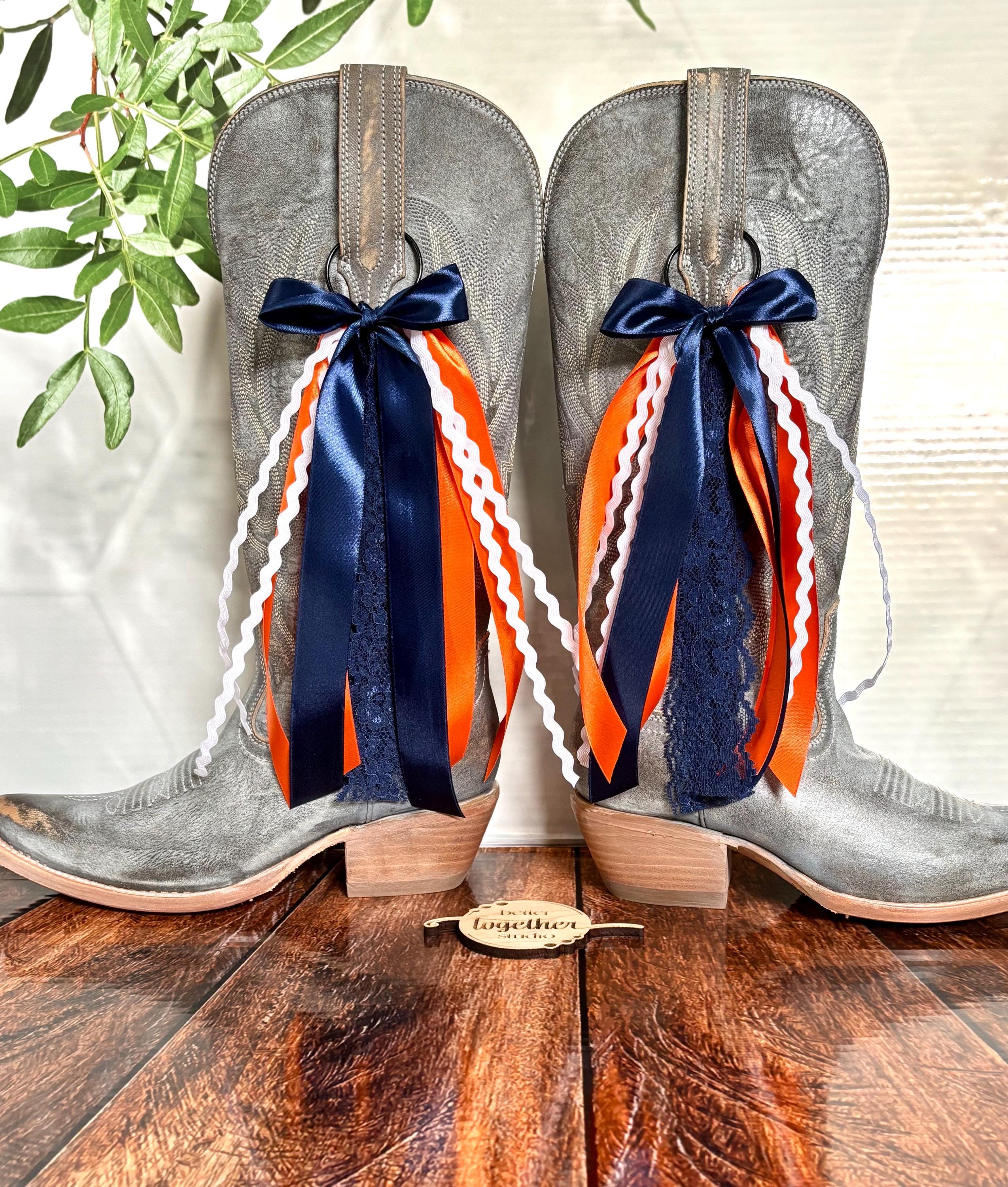 Boot Bows Display TRENDING College Inspired Boot Bows | Gameday Boot Bows | Orange & Navy ...