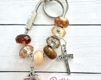 Camping Carabiner Bag Charm | Camper Backpack Accessory | RV Camping Gift | Purse & Tote Charm | Outdoor Lover Gift