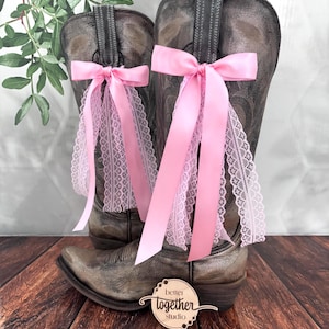 Pink Country Concert Boot Bows | Pink Boot Bows | Country Concert Boot Accessory | Boot Bows | Lacey Boot Bows | Pink Lace Boot Bows | Bows