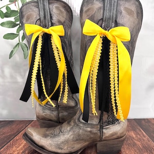 Mizzou College GameDay Boot Bows | Missouri University Game-day | Black & Gold Boot Bows | Game-day Accessory | Boot Bows I Graduation Gift