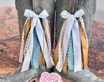 Denim & Rhinestone Country Concert Boot Bows | Denim Boot Bows | Country Concert Boot Accessory | Bachelorette Boot Bows I Boot Bow Bling