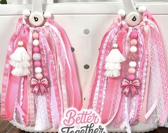 Pink Bow Bogg Bag Tassel, Bow Bogg Bag Tassel, Shabby Chic Tassel, Bogg Bag Tassel, Everyday, Bag Charm, Bogg Bag Accessory