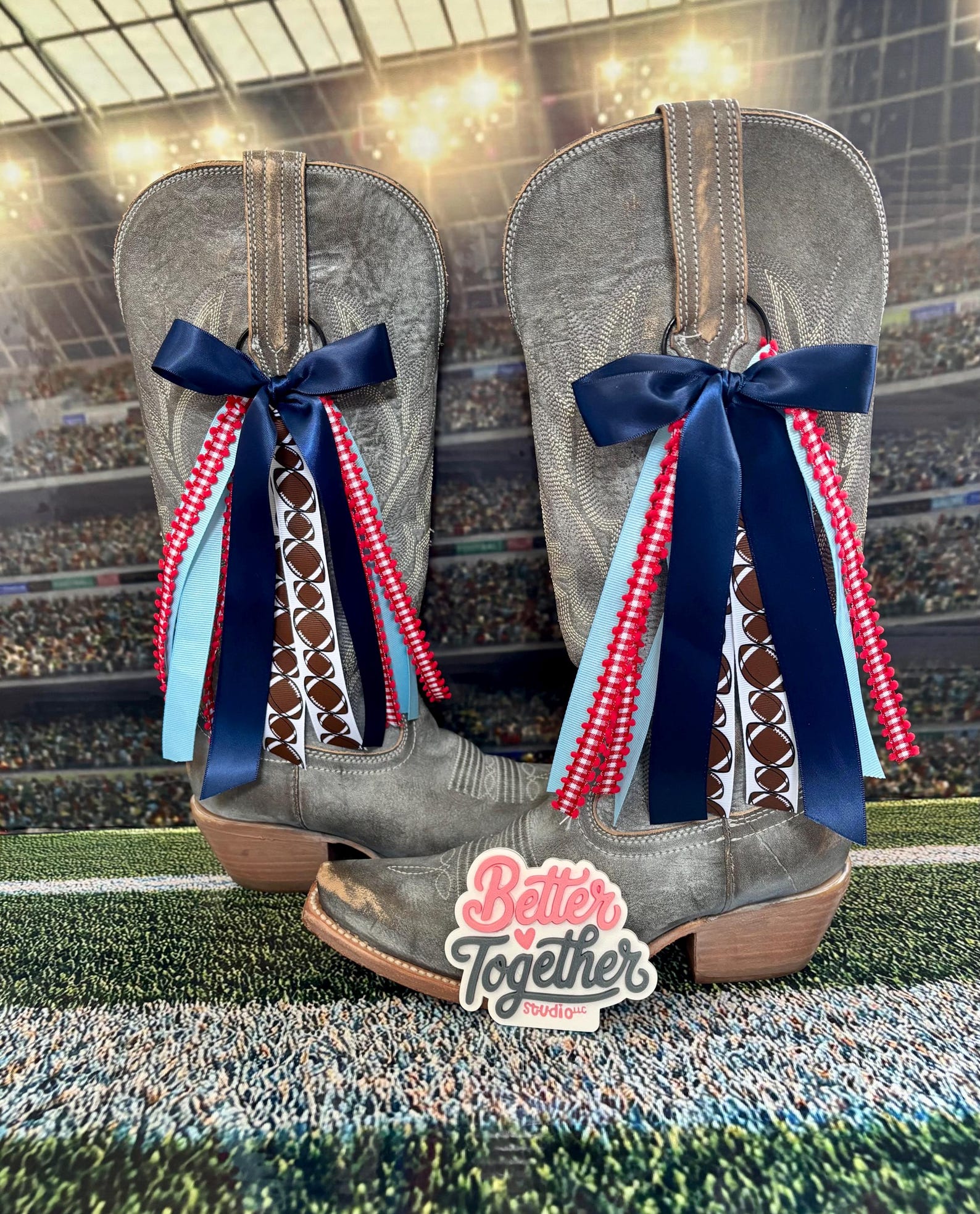 Boot Bows Display TRENDING College Inspired Boot Bows | Gameday Boot Bows | Red, Navy ...