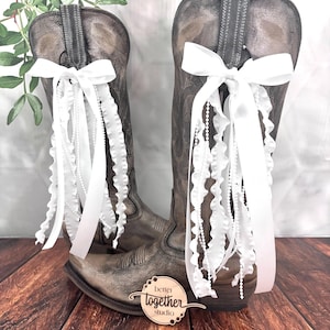 White Country Concert Boot Bows | White Boot Bows | Country Concert Boot Accessory | Boot Bows | Pearl Boot Bows | White Pearl Boot Bows