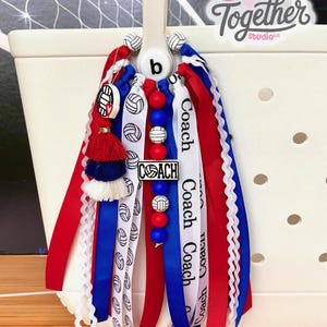 Personalized Volleyball Coach Bag Charm, Volleyball Coach Keychain, Personalized Volleyball Coach Gift, Coach Tassel *CAN BE CUSTOMIZED* image 1