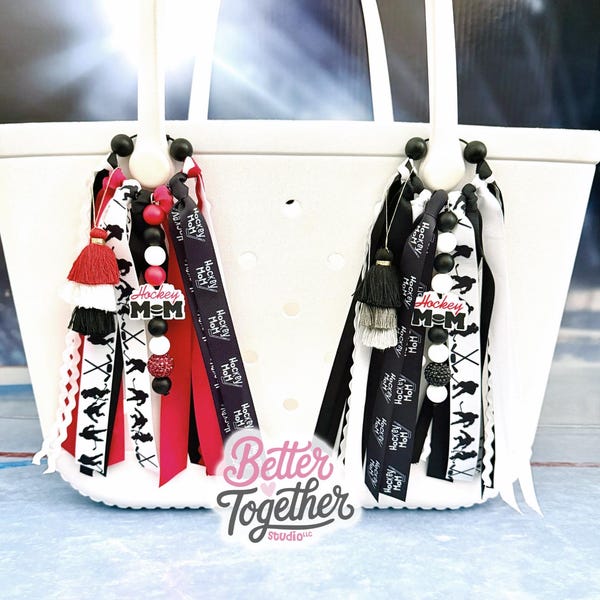 Custom Hockey Bogg Bag Tassel charm, for Moms, Players, Coaches, Duffle bag, Sport tote, Personalized with Team Colors