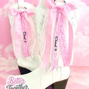 Boot Rivbons For Megan Megan Country Concert Boot Bows | Pink and White Boot Bows | Country ...