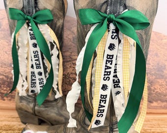 TRENDING School Spirit Boot Bows, Bows for Boots, Game Day boots, Graduation Gift, Bears Boot Bows