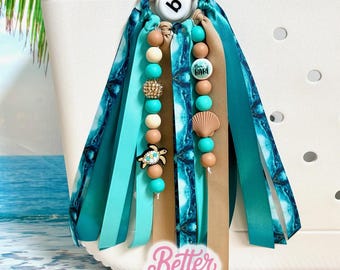 Beach Babe, Beach Bogg Bag Charm, Beach Bag Tassel, Beach Bag Charm, Bogg Bag Accessory, Sea Shells & Sea Turtle