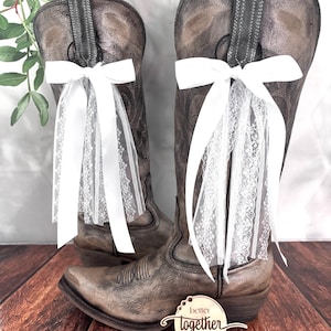 White Wedding Boot Bows | White Boot Bows | Wedding and Bachelorette Boot Accessory | Wedding Boot Bows | White Lace Boot Bows | Lacey Bows