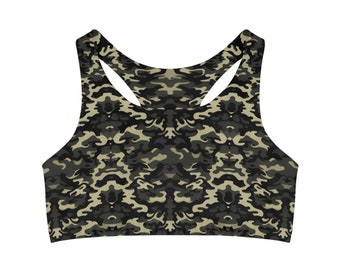 Soutien-gorge de sport sans couture pour femme, Haut de yoga pour femme, Vêtements spirituels, Vêtements d'entraînement pour femmes, Soutien-gorge de sport camouflage