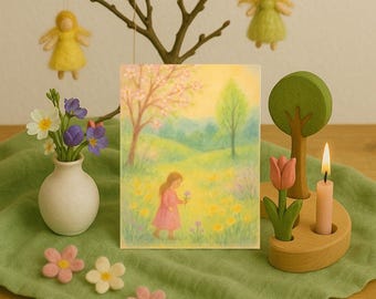 Biglietti stagionali Waldorf - 8 modelli stampabili | Decorazioni stagionali per la tavola | Primavera, estate, autunno, inverno | Download digitale