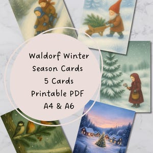 Winter Jahreszeitenkarten Waldorf | 5 Winter Cards | Jahreszeitentisch | Montessori | Printable PDF