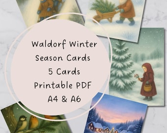 Waldorf Winter Seasons Cards | 5 Winter Cards | Seasons Table | Montessori | Printable PDF