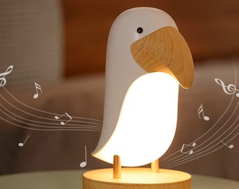 Veilleuse de table, lampe oiseau de bureau pour chambre, lampe créative avec haut-parleur Bluetooth pour la décoration intérieure