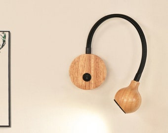 Adjustable Wooden Wall Lamp: Minimalist Nordic Design for Cozy Bedroom and Study Lighting