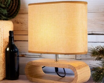 Lampada da tavolo nordica in legno: design moderno ed elegante per camera da letto, soggiorno o studio con paralume in lino, lampada minimalista