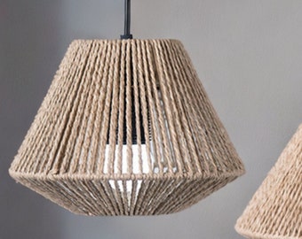 Hanging Chandelier: Rustic Rattan Lamp, Decorative, Minimalist Lamp for Living Room, Kitchen & Dining Room