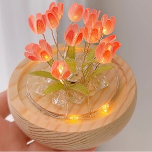 Tulip Night with Light Battery Handmade Fun, Adjust each Flower by Yourself, Tulip Flower Table Lamp, Perfect Bedside Accent zdjęcie 4