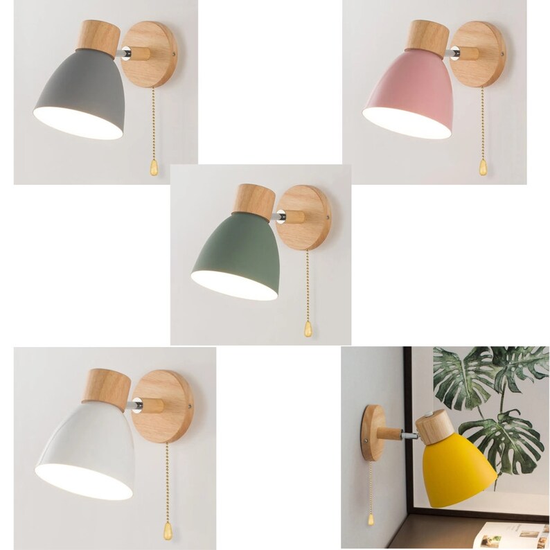 Houten Scandinavische wandlamp: moderne schans voor slaapkamer en woonkamerverlichting met of zonder schakelaar With Switch