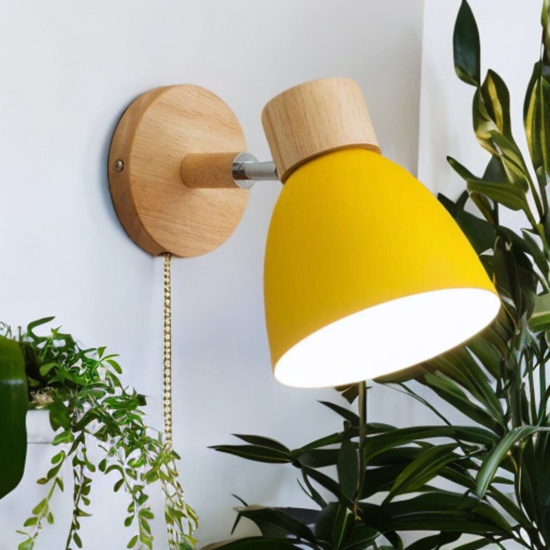 Houten Scandinavische wandlamp: moderne schans voor slaapkamer en woonkamerverlichting met of zonder schakelaar afbeelding 1