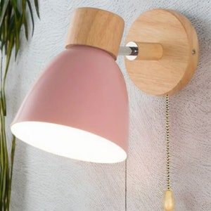 Houten Scandinavische wandlamp: moderne schans voor slaapkamer en woonkamerverlichting met of zonder schakelaar afbeelding 3