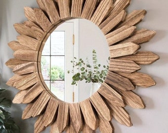 Wall Mounted Mirror Decor for a Touch of Country Elegance, Decor Mirror, Wooden Farmhouse  Mirror, Vanity Mirror